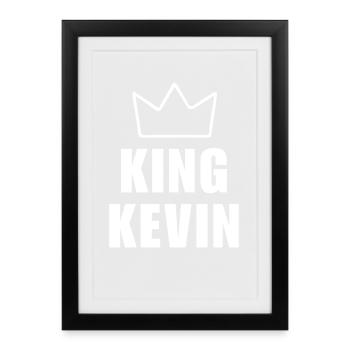 Nom de Kevin avec lettre K - Chemise King Crown - Affiche encadrée (27 × 37 cm) - noir - Devant