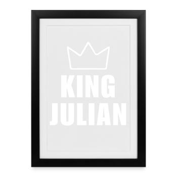 Nom julien avec lettre J - Chemise King Crown - Affiche encadrée (27 × 37 cm) - noir - Devant