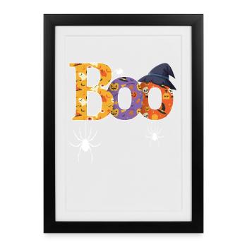 Boo Pattern Halloween - Framed poster (27 × 37 cm) - black - Front