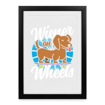 Skateboard Skater Skateboarder Dachshund - Framed poster (27 × 37 cm) - black - Front