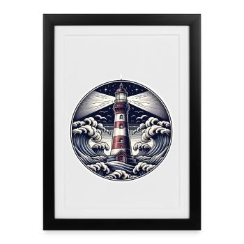lighthouse - Framed poster (27 × 37 cm) - black - Front