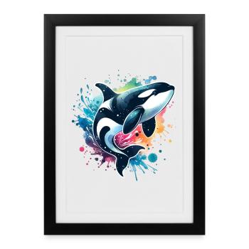 Orca Killer Whale - Framed poster (27 × 37 cm) - black - Front