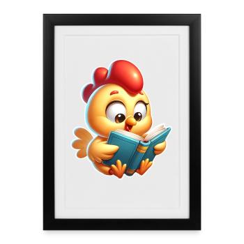 Lecture de poulet - Affiche encadrée (27 × 37 cm) - noir - Devant