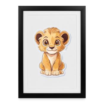 Lion - Affiche encadrée (27 × 37 cm) - noir - Devant