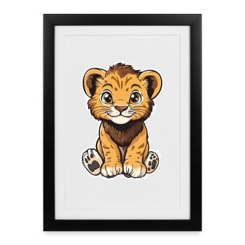 Lion - Affiche encadrée (27 × 37 cm) - noir - Devant