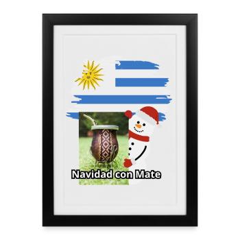 Célébration de Noël avec Mate et Bonhomme de neige - Affiche encadrée (27 × 37 cm) - noir - Devant