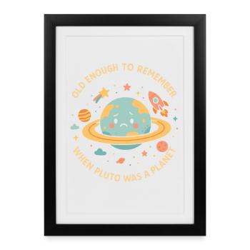 Pluton planète astronomie drôle espace design - Affiche encadrée (27 × 37 cm) - noir - Devant