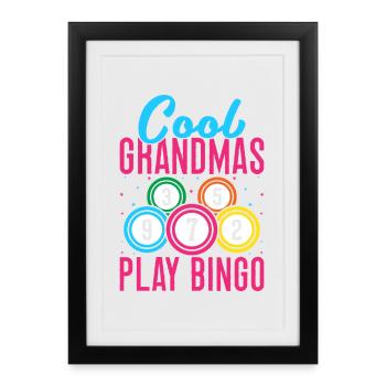 Bingo Game Cool Grandmas Play Bingo - Framed poster (27 × 37 cm) - black - Front