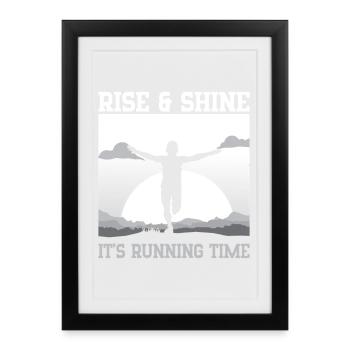 Idée cadeau de course à pied Rise & Shine pour marathonien - Affiche encadrée (27 × 37 cm) - noir - Devant