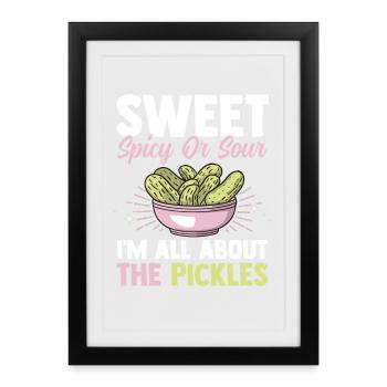 Aigre-doux épicé concombre Cadeau de Thanksgiving - Affiche encadrée (27 × 37 cm) - noir - Devant