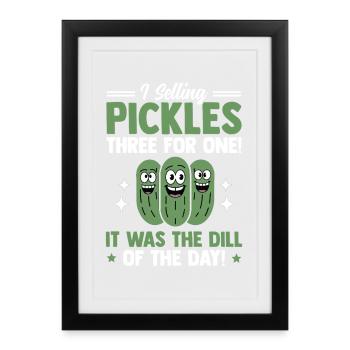 Vendeur de concombre, cornichons, aneth, cadeau de concombre - Affiche encadrée (27 × 37 cm) - noir - Devant