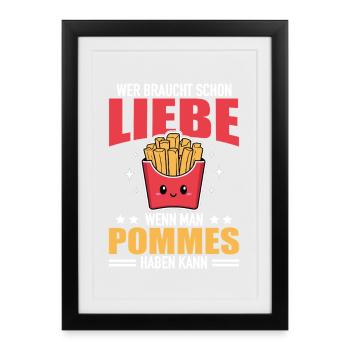 French fries love salt fries fried fries - Framed poster (27 × 37 cm) - black - Front