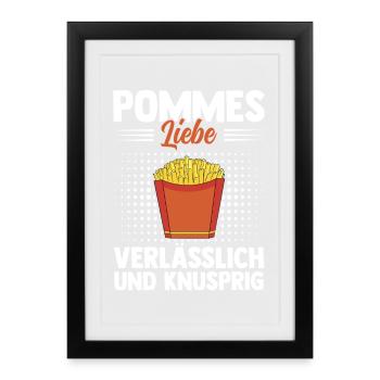 Les frites aiment être fiables et croustillantes - Affiche encadrée (27 × 37 cm) - noir - Devant