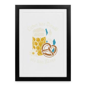 Lieber koa Dirndl als koa Mass - Bier und Gaudi - Framed poster (27 × 37 cm) - black - Front