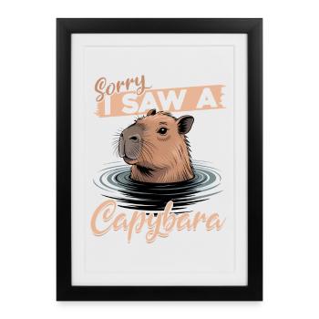 Esthétique amusante Kawaii Capybara - Affiche encadrée (27 × 37 cm) - noir - Devant