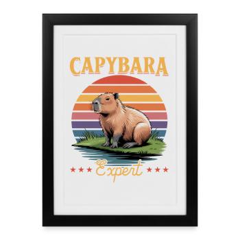 Esthétique amusante Kawaii Capybara - Affiche encadrée (27 × 37 cm) - noir - Devant