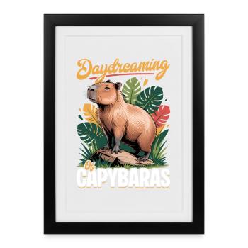 Esthétique amusante Kawaii Capybara - Affiche encadrée (27 × 37 cm) - noir - Devant