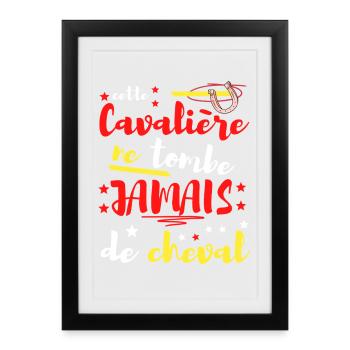 Cette Cavaliere Ne Tombe JAMAIS de cheval - Affiche encadrée (27 × 37 cm) - noir - Devant