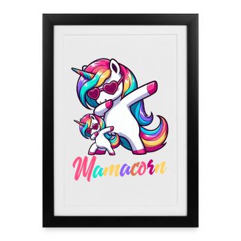 Mamacorn Mom Unicorn Mother Baby Grain Unicorn - Framed poster (27 × 37 cm) - black - Front