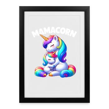 Mamacorn Mom Unicorn Mother Baby Grain Unicorn - Framed poster (27 × 37 cm) - black - Front