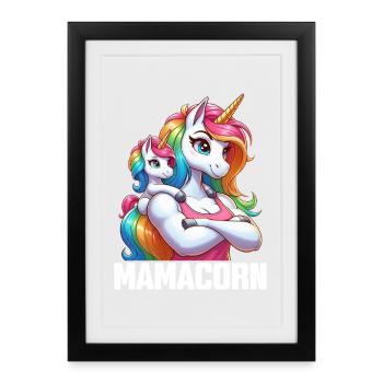 Mom Unicorn Mamacorn Mother Daughter Dadacorn - Framed poster (27 × 37 cm) - black - Front
