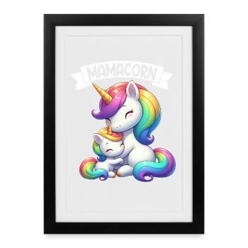 Mom Unicorn Mamacorn Mother Daughter Dadacorn - Framed poster (27 × 37 cm) - black - Front