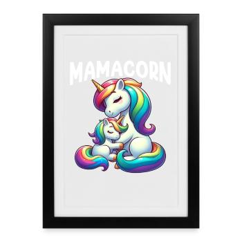 Mamacorn Mama Unicorn Mother Ladies Matching Look - Framed poster (27 × 37 cm) - black - Front