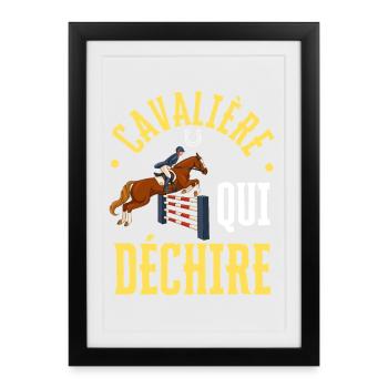 Cavalière qui Déchire - Saut D'obstacles - Affiche encadrée (27 × 37 cm) - noir - Devant