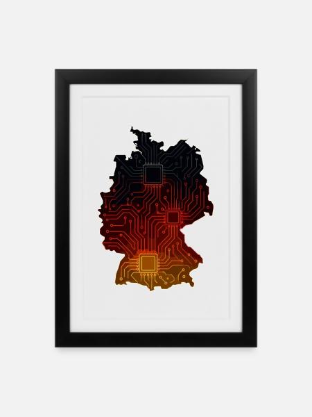 Deutschland Digital | Karte - Gerahmtes Poster (27 × 37 cm) - Schwarz