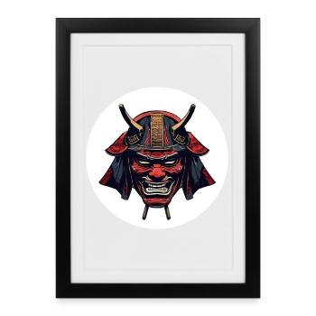 Red Oni Demon Helmet - Framed poster (27 × 37 cm) - black - Front