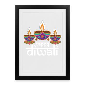 Joyeuse fête des lumières de Diwali - Affiche encadrée (27 × 37 cm) - noir - Devant