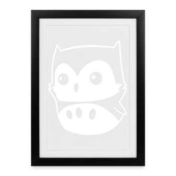 Owl Kawaii – cute owl motif in cartoon style - Framed poster (27 × 37 cm) - black - Front