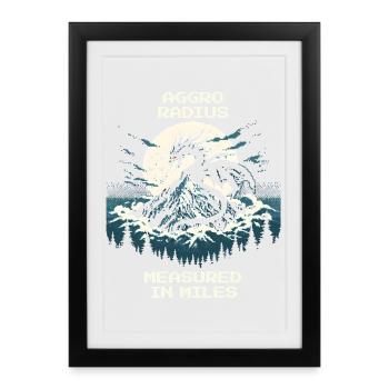 Rayon d’aggro | Dragon Rétro Pixel Art - Affiche encadrée (27 × 37 cm) - noir - Devant
