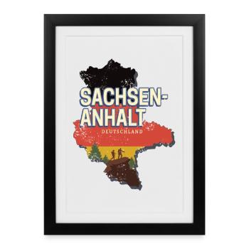 Saxe-Anhalt Allemagne Souvenir d’État - Affiche encadrée (27 × 37 cm) - noir - Devant