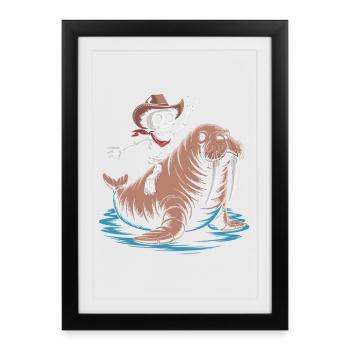 Cow-boy squelette sur morse - Affiche encadrée (27 × 37 cm) - noir - Devant