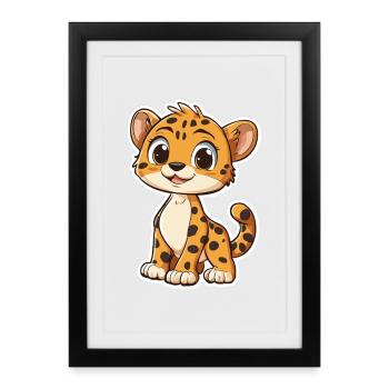 Lion - Affiche encadrée (27 × 37 cm) - noir - Devant