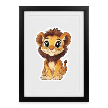 Lion - Affiche encadrée (27 × 37 cm) - noir - Devant