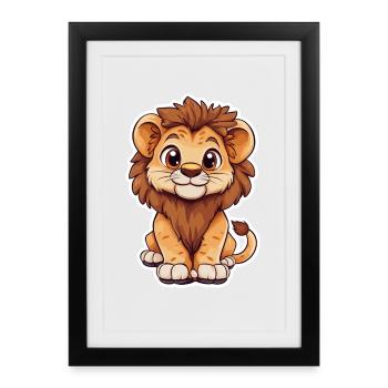 Lion - Affiche encadrée (27 × 37 cm) - noir - Devant