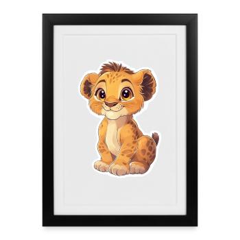 Lion - Affiche encadrée (27 × 37 cm) - noir - Devant