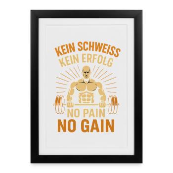 Pas de sueur, pas de succès Fitness Motivation Gym - Affiche encadrée (27 × 37 cm) - noir - Devant