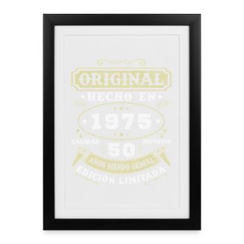 Fabriqué en 1975 Cadeau d’anniversaire vintage - Affiche encadrée (27 × 37 cm) - noir - Devant