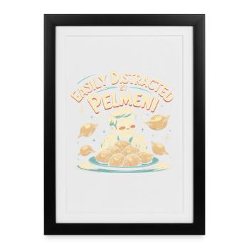 Pelmeni Pelmenis Facilement Distrait Par Pelmeni - Affiche encadrée (27 × 37 cm) - noir - Devant