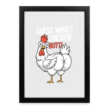Chicken Butt Saying Cartoon - Framed poster (27 × 37 cm) - black - Front