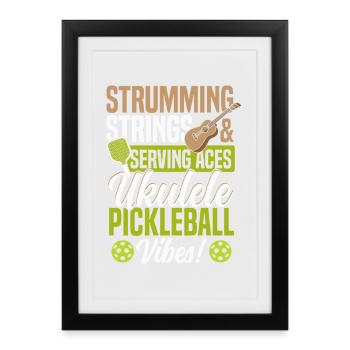 Guitare hawaïenne UKE pickleball et ukulélé - Affiche encadrée (27 × 37 cm) - noir - Devant