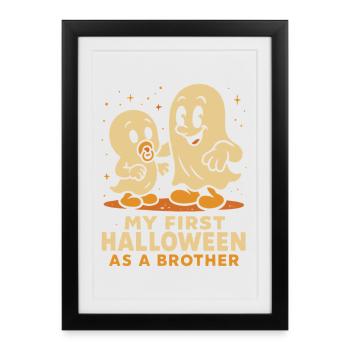 Mon premier Halloween en tant que frère fantôme mignon - Affiche encadrée (27 × 37 cm) - noir - Devant