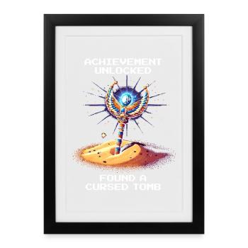 Succès : Tombe maudite trouvée | Égypte - Affiche encadrée (27 × 37 cm) - noir - Devant