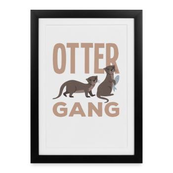 Loutre de mer gang dessin animé loutre - Affiche encadrée (27 × 37 cm) - noir - Devant