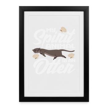 Animal spirituel mignon de loutre de mer - Affiche encadrée (27 × 37 cm) - noir - Devant