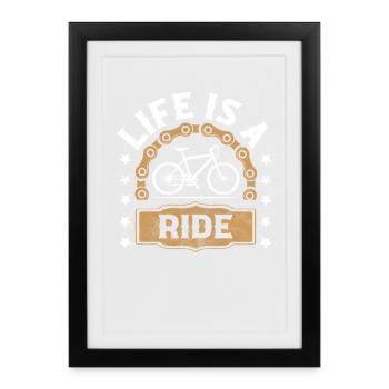Radfahrer Mountainbike Fahrrad - Gerahmtes Poster (27 × 37 cm) - Schwarz - Vorne