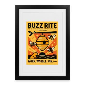 Bees Honey Beekeeper Rétro Poster Magazine - Affiche encadrée (27 × 37 cm) - noir - Devant
